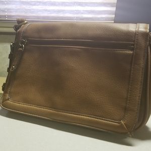 Brown Shoulder Bag Two Zippers & Three Pockets